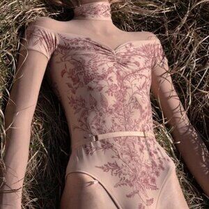 JUST A CORPSE bloomy sweetheart leotard Size S